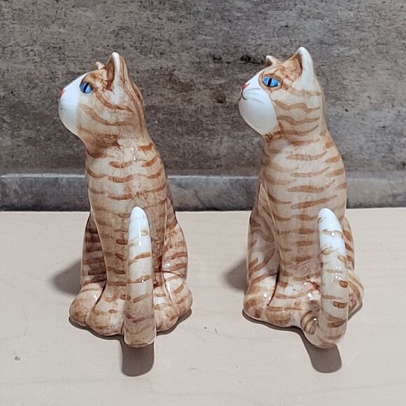 Vintage Pair Bone China Orange Tabby Cat Figurine - Picture 3 of 11